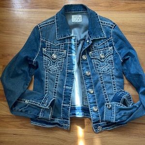 LA Idol jean jacket with bling buttons